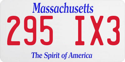 MA license plate 295IX3