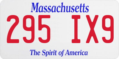 MA license plate 295IX9