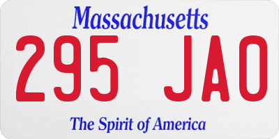 MA license plate 295JA0