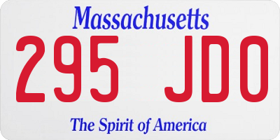 MA license plate 295JD0
