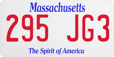 MA license plate 295JG3