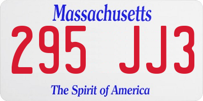 MA license plate 295JJ3