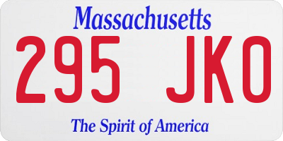 MA license plate 295JK0