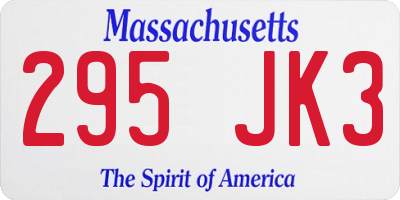 MA license plate 295JK3