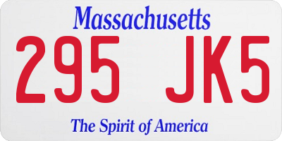 MA license plate 295JK5