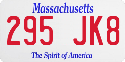 MA license plate 295JK8