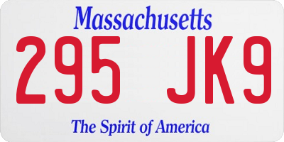 MA license plate 295JK9