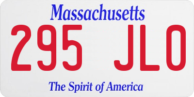MA license plate 295JL0