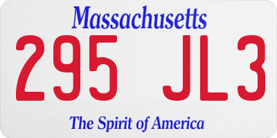 MA license plate 295JL3