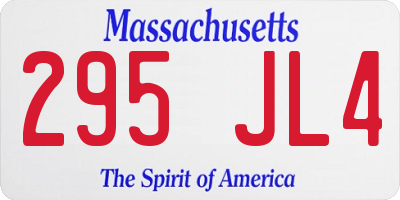 MA license plate 295JL4