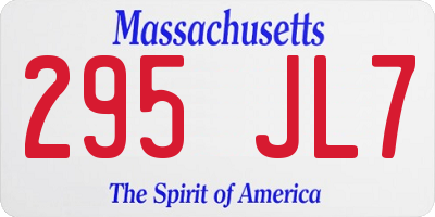 MA license plate 295JL7