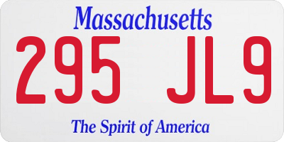 MA license plate 295JL9