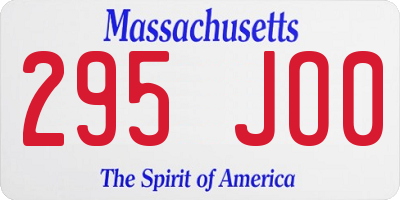 MA license plate 295JO0
