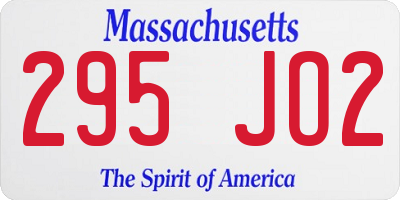 MA license plate 295JO2
