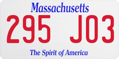 MA license plate 295JO3