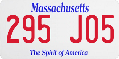 MA license plate 295JO5