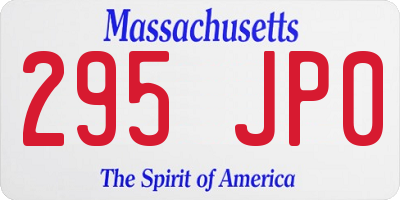 MA license plate 295JP0
