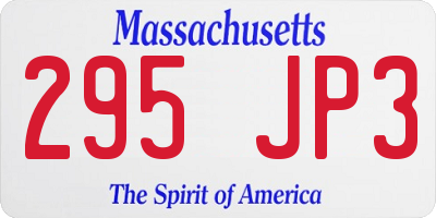 MA license plate 295JP3