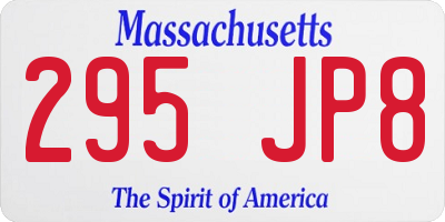 MA license plate 295JP8