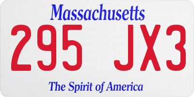 MA license plate 295JX3