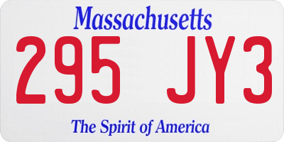 MA license plate 295JY3