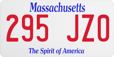 MA license plate 295JZ0