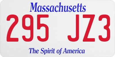 MA license plate 295JZ3