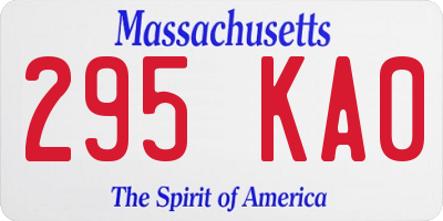 MA license plate 295KA0