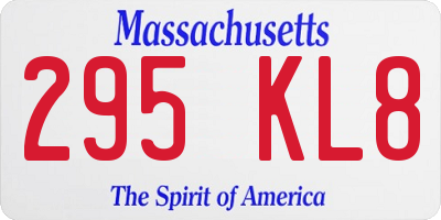 MA license plate 295KL8