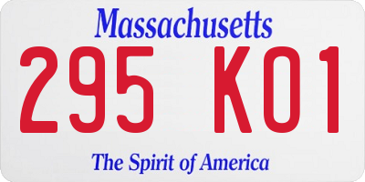 MA license plate 295KO1