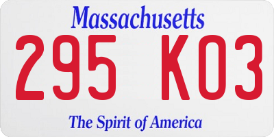 MA license plate 295KO3