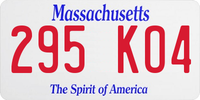 MA license plate 295KO4