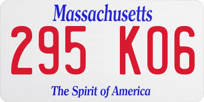 MA license plate 295KO6
