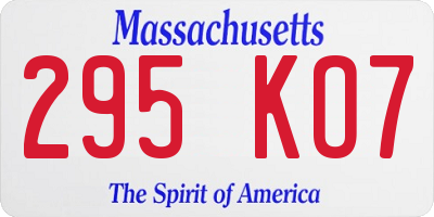 MA license plate 295KO7