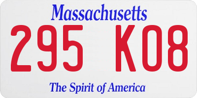 MA license plate 295KO8