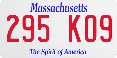 MA license plate 295KO9