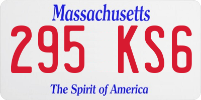 MA license plate 295KS6