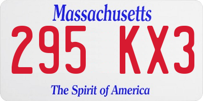 MA license plate 295KX3