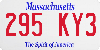 MA license plate 295KY3