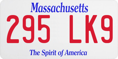 MA license plate 295LK9