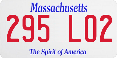 MA license plate 295LO2