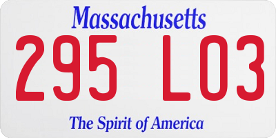 MA license plate 295LO3