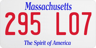 MA license plate 295LO7