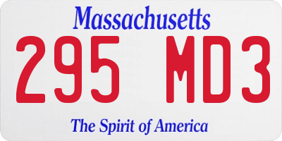 MA license plate 295MD3
