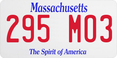 MA license plate 295MO3