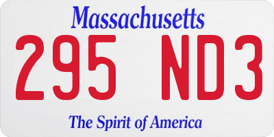 MA license plate 295ND3