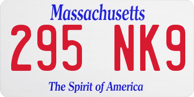 MA license plate 295NK9