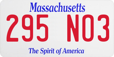 MA license plate 295NO3