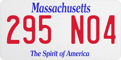 MA license plate 295NO4