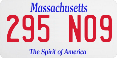 MA license plate 295NO9